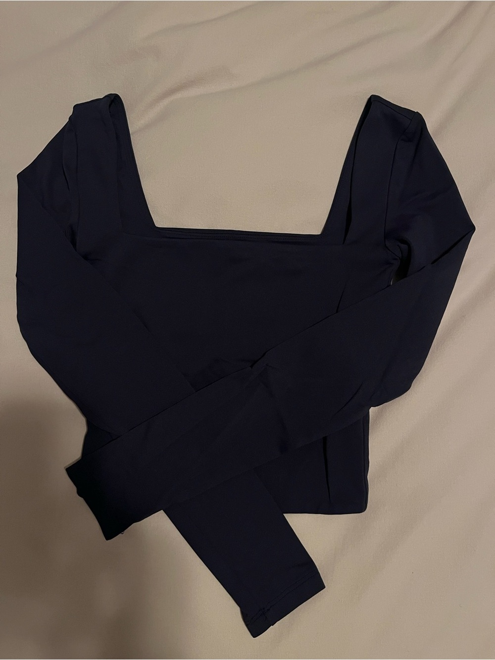 Babaton Navy Square-Neck Long Sleeve Tee